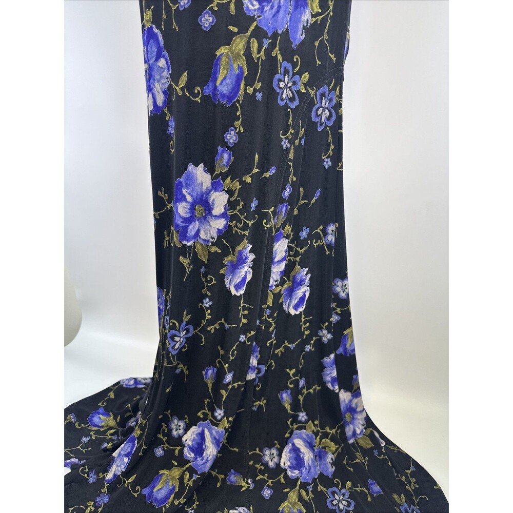 Coldwater Creek Maxi Dress Acetate Stretch Purple Floral Travel Ruffle Slinky - Picture 6 of 13